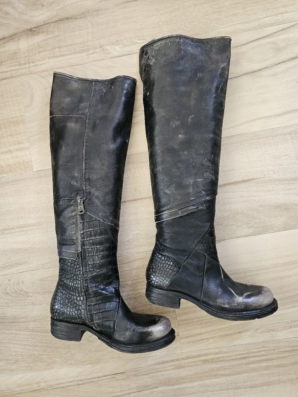 GORGEOUS Italian A.S.98 Handmade Over Knee Distressed Leather Boots Sz 37